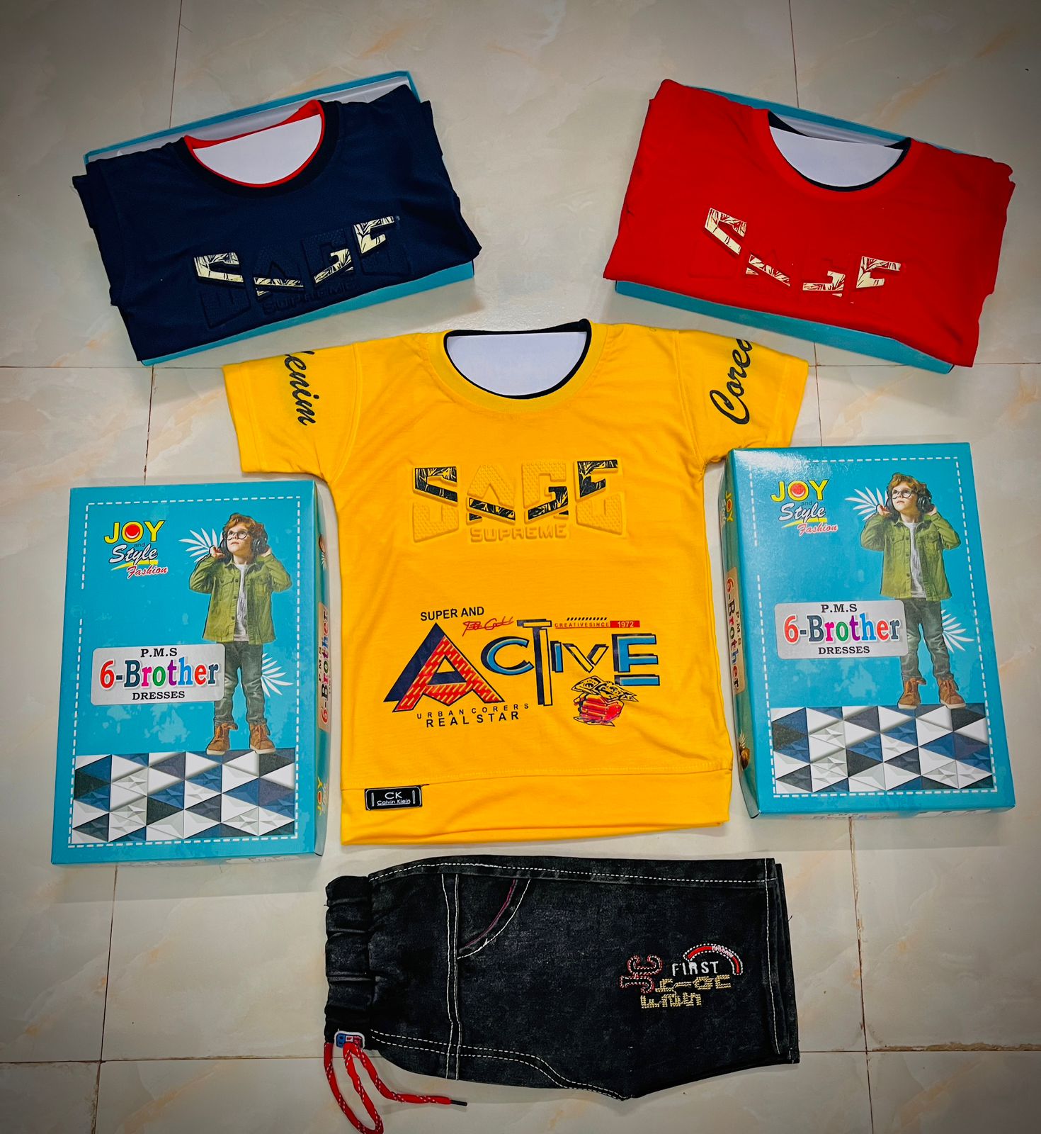 Stylish Summer T-Shirt & Shorts Set of 6 pieces